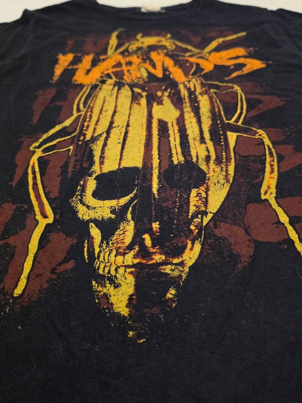 Vintage Hands Graphic T-Shirt Black Skull Design size M